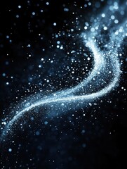 Poster - Ethereal stream of shimmering light particles against dark backdrop creating magical and dreamy atmosphere perfect for abstract backgrounds and cosmic designs with elegant flow