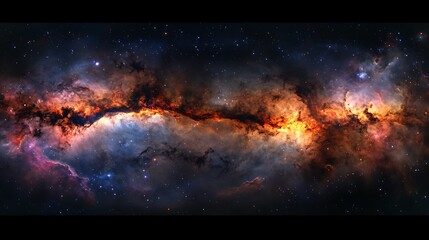 Fantasy galaxy background. Glowing universe with bright stars. Fantasy milky way. Futuristic night sky deep space wallpaper. 