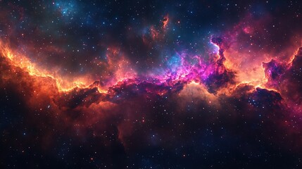 Fantasy galaxy background. Glowing universe with bright stars. Fantasy milky way. Futuristic night sky deep space wallpaper. 
