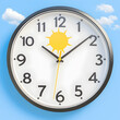 © qois - Sunny Daytime Clock, Sky Background, Time Management Concept, Website Banner