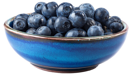 Wall Mural - blueberries in blue bowl isolated on white transparent background