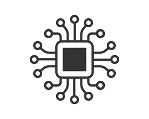 Wall Mural - modern, minimalist icon of a microchip. symbolizes technology, computing, artificial intelligence, a