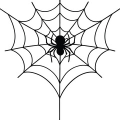 Spider web with a hanging Spider silhouette