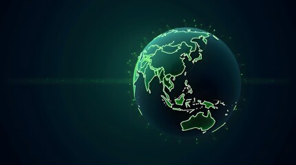 glowing globe illustration on dark background. ideal for global business, technology, science themes
