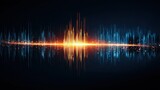 Abstract sound wave visualization with orange and blue light spectrum digital graphic background futuristic technology audio equalizer and data analysis representation electronic music backdrop