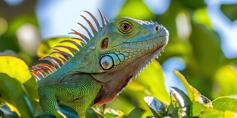 wildlife photo of green iguana in natural habitat