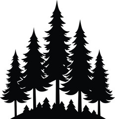 Wall Mural - elegant silhouette illustration of pine trees in vector style perfect for nature inspired designs ou