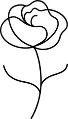 Wall Mural - graceful single line poppy flower drawing in minimalist art style great for elegant botanical artwor