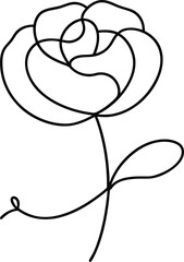 Wall Mural - continuous line illustration of poppy flower with flowing petals in black and white perfect for mode