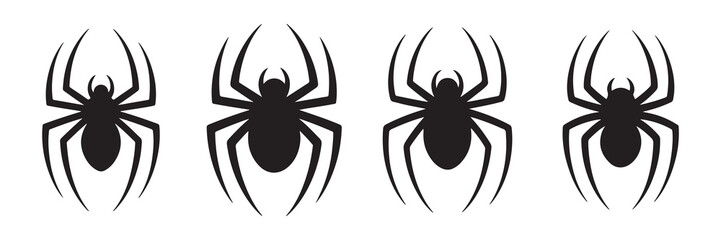 Black spider silhouette icon. Dangerous insect. Vector illustration eps 10