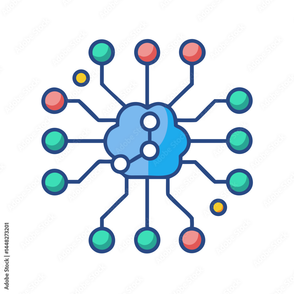 Machine Learning Nodes Animation Neural Network Nodes Representing AI Data Connectivity and Machine ...