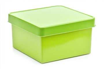 Aufkleber - Square Green Container with Lid for Storage and Organization on White Background Studio Shot