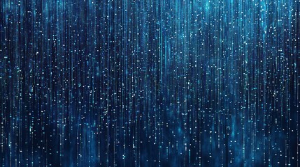 Fototapete - Abstract Digital Data Stream in Blue Tones with Sparkling Particles and Glowing Lines of Light