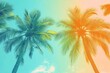 © SEUNGJIN - Tropical Palm Trees with vintage retro tones. stock photo