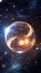 Wall Mural - quantum ai sphere glows in the cosmic expanse with intricate energy patterns aligned to the golden r