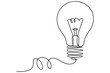 © MdOmar - Light bulb isolated on white light bulb one line outline vector art illustration