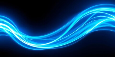 abstract blue energy wave, futuristic tech, dark background, pulse, flow