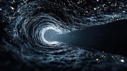 Wall Mural - A depiction of a black hole with swirling stars and cosmic dust in space