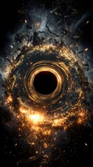 Wall Mural - A depiction of a black hole with swirling stars and cosmic dust