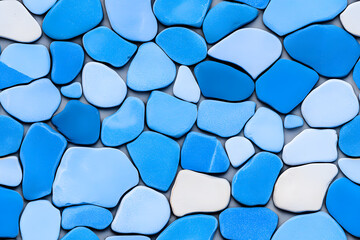 Wall Mural - blue and white stones mosaic abstract seamless pattern