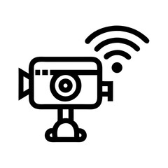Leinwandbilder - AI-Powered Surveillance Camera with Signal Icon Representing Intelligent Security and Monitoring