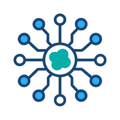 Poster - Central Node with Connections Icon Representing Neural Network and Cognitive Processing
