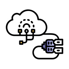 Poster - Cloud Connected to Cable Icon Representing AI Data Synchronization and Cloud Connectivity
