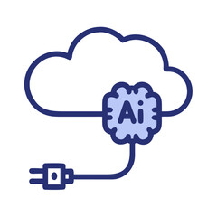 Poster - Cloud Connected to Cable Icon Representing AI Data Synchronization and Cloud Connectivity
