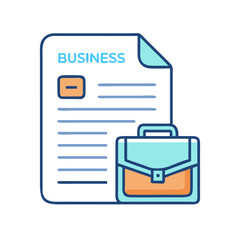 Poster - Document with Briefcase Icon Representing Business Plan and Corporate Strategy