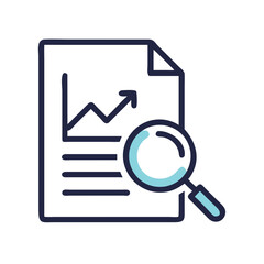 Poster - Document with Magnifying Glass Icon Representing Business Research and Document Analysis