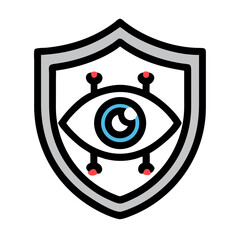 Leinwandbilder - Eye Inside Shield Icon Representing AI Surveillance and Security Monitoring