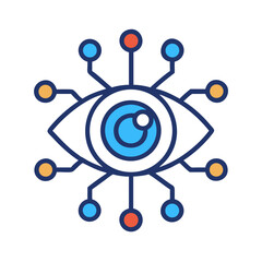 Aufkleber - Eye with Network Nodes Icon Representing AI Vision Technology and Smart Recognition