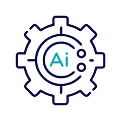 Poster - Gear and Network Symbol Icon Representing AI Workflow and Automated Processes