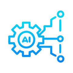Poster - Gear and Network Symbol Icon Representing AI Workflow and Automated Processes