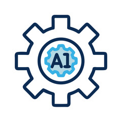 Fototapete - Gear with Power Symbol Icon Representing AI Configuration and Intelligent System Setup