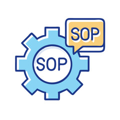 Poster - Gear with SOP Label Icon Representing Process Standardization and Operational Procedures