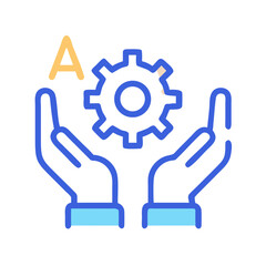 Poster - Hands Holding Gear Icon Representing AI Support System and Intelligent Technology Infrastructure
