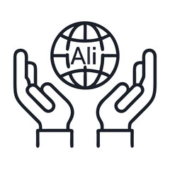 Leinwandbilder - Hands Holding Globe Icon Representing Global AI Responsibility and Ethical Technology