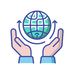 Leinwandbilder - Hands Holding Globe Icon Representing Global AI Responsibility and Ethical Technology