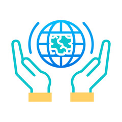Leinwandbilder - Hands Holding Globe Icon Representing Global AI Responsibility and Ethical Technology