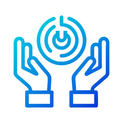 Leinwandbilder - Hands Holding Power Symbol Icon Representing AI Support and Technological Assistance