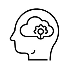 Fototapete - Human Head with Cloud Symbol Icon Representing AI Cloud Computing and Intelligent Data Storage