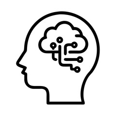 Leinwandbilder - Human Head with Cloud Symbol Icon Representing AI Cloud Computing and Intelligent Data Storage