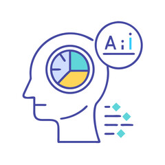Fototapete - Human Head with Pie Chart Icon Representing AI Data Processing and Analytical Intelligence