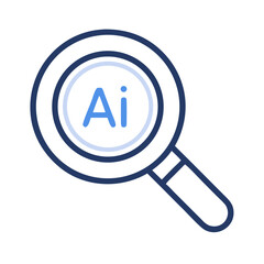 Fototapete - Magnifying Glass with AI Label Icon Representing Artificial Intelligence Search and Data Analysis