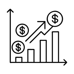 Poster - Line Chart with Dollar Symbol Icon Representing Financial Growth and Economic Trends