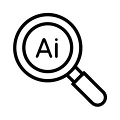 Fototapete - Magnifying Glass with AI Label Icon Representing Artificial Intelligence Search and Data Analysis