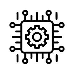 Fototapete - Microchip Circuit with Gear Icon Representing AI Integration and Intelligent Automation