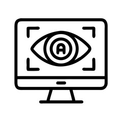 Fototapete - Monitor with Eye Display Icon Representing AI Visual Recognition and Surveillance
