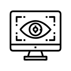 Fototapete - Monitor with Eye Display Icon Representing AI Visual Recognition and Surveillance